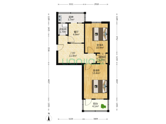 益寿路14号省高级法院宿舍 2室1厅1卫 65平方