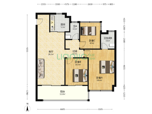 伟星玖峯汇 3室1厅2卫 122平方