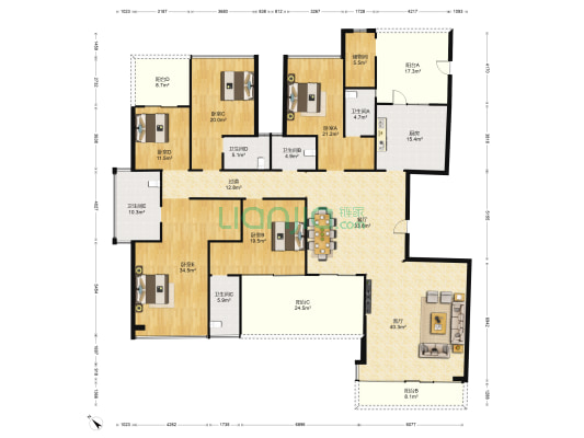 美的广场·擎峰 5室2厅5卫 316平方