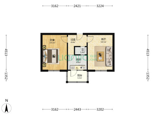 兰牧家园 1室1厅1卫 49平方