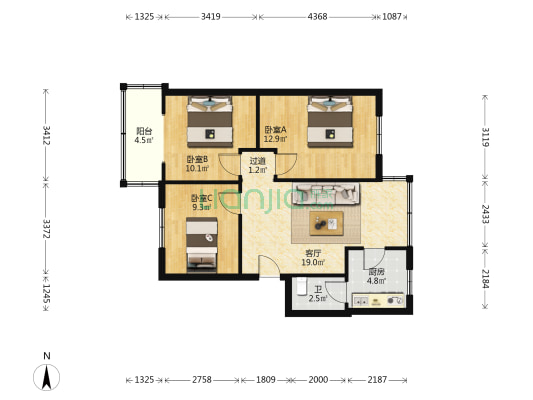 白马凼 3室1厅1卫 79平方