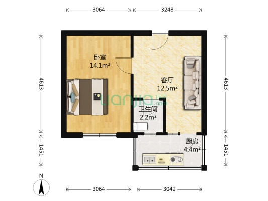 三春里 1室1厅1卫 39平方