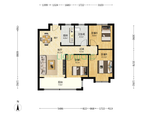中南高科·桓台创智未来产业小镇 3室1厅1卫 99平方