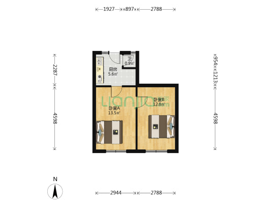 玉山三街 2室0厅1卫 43平方