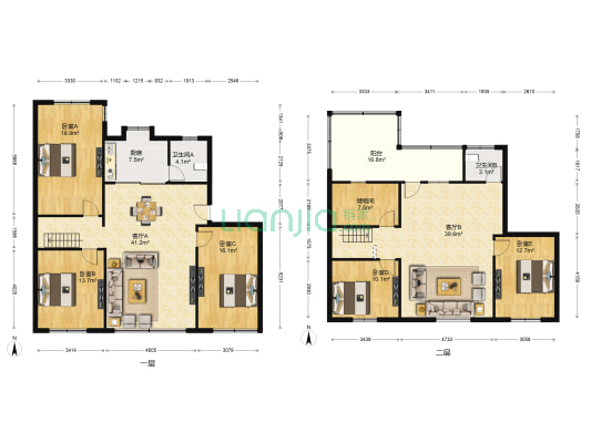上海中路住宅区 5室2厅2卫 208平方