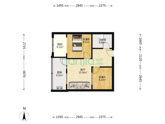 山佑巷小区 2室1厅1卫 59平方