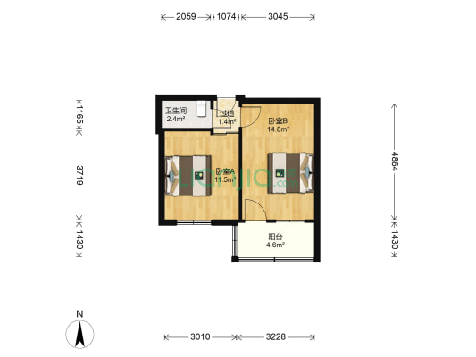 水心住宅区竹组团 2室0厅1卫 40平方