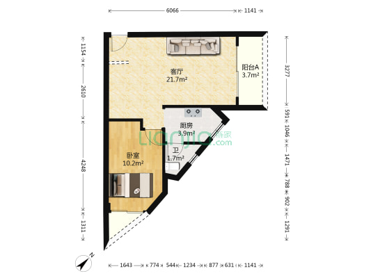 银和楼 1室1厅1卫 56平方