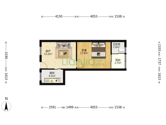 周衙弄小区 1室1厅1卫 41平方