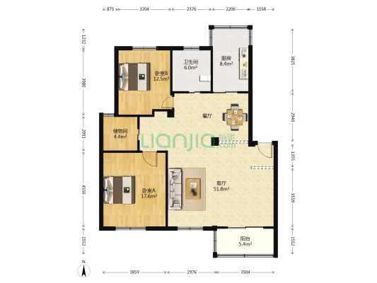 紫苑小区 2室1厅1卫 117平方