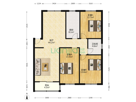 包河苑F区 3室1厅1卫 121平方