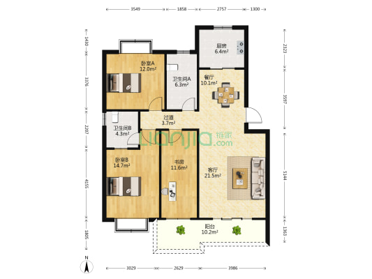 礼尚人家 3室2厅2卫 114平方