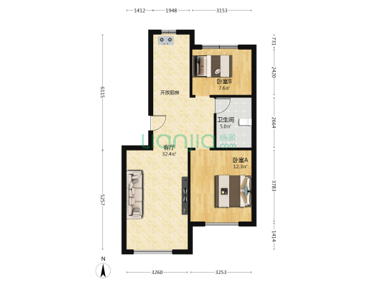 瑞云社区 2室1厅1卫 75平方