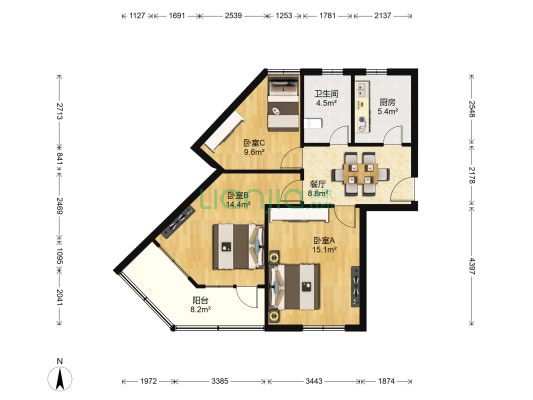 月季园(徐汇) 3室1厅1卫 85平方