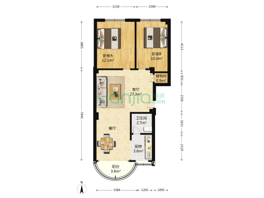 嘉禾路 2室1厅1卫 73平方