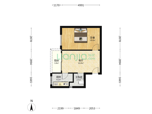 国瑞江南御府 1室1厅1卫 47平方