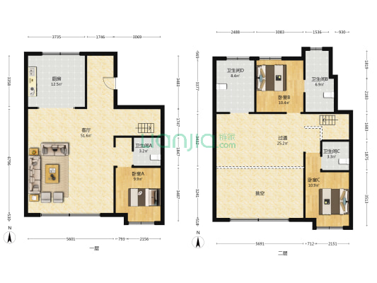 龙湖远创·学樘府 3室1厅4卫 186平方