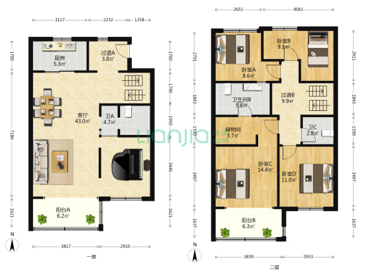康大观山樾 4室1厅3卫 126平方