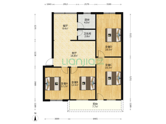 西街186号 4室2厅1卫 118平方
