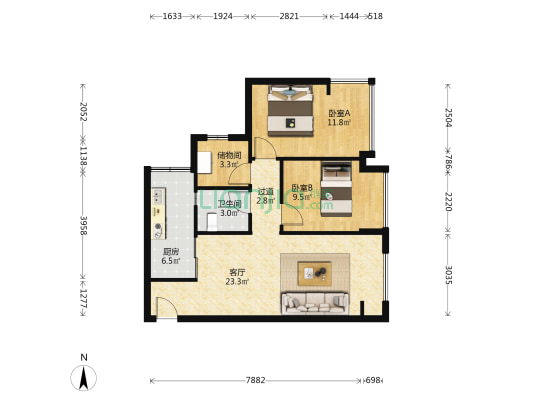 泽科御峰 2室1厅1卫 76平方