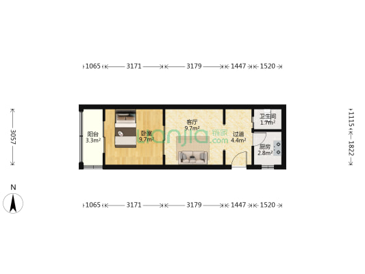 宏康里 1室1厅1卫 39平方