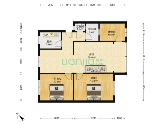 望丛中路179号 2室1厅2卫 98平方