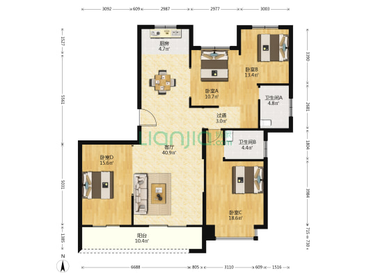 山璟华庭 4室1厅2卫 168平方
