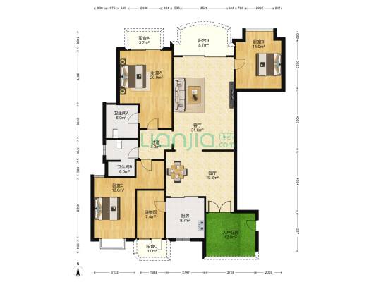 信达阳光海岸 3室2厅2卫 209平方