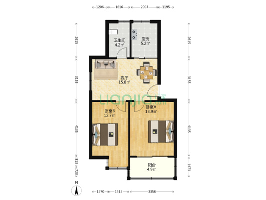 漕湖花园三区 2室1厅1卫 70平方