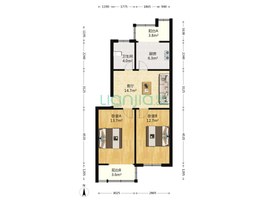 合瓦路101号 2室1厅1卫 72平方