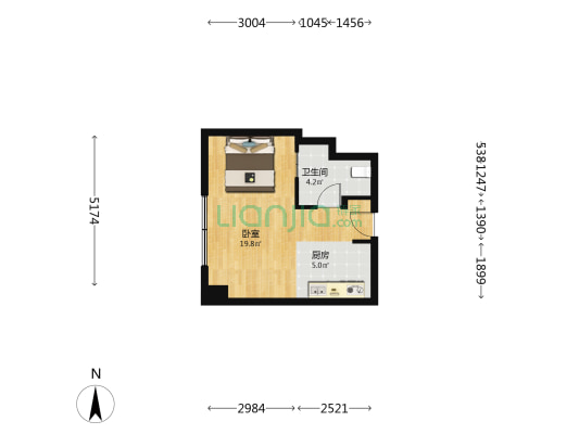 复地国际公寓 1室0厅1卫 54平方