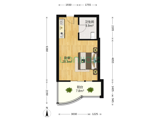 城市先锋公寓 1室0厅1卫 35平方