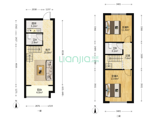 尚千灯景红商业中心 2室1厅2卫 41平方