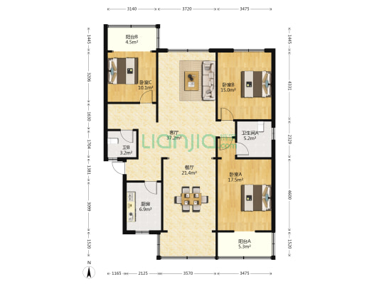 万商路 3室2厅2卫 139平方