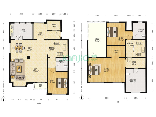 金地艺华年(别墅) 3室2厅3卫 241平方