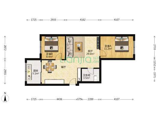里程巷 2室1厅1卫 76平方