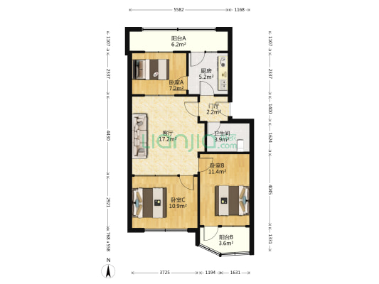 外贸家属院 3室1厅1卫 78平方
