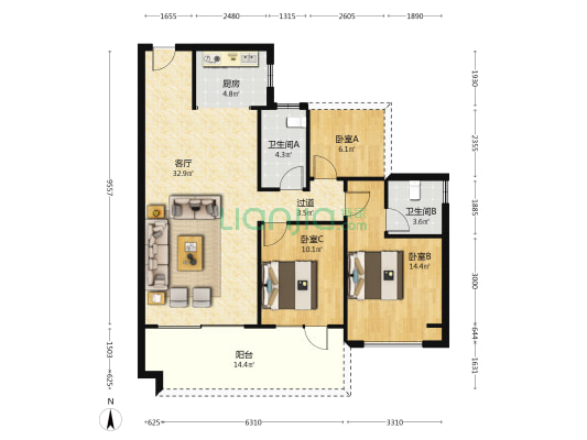 惠东碧桂园十里银滩维港湾半岛 3室1厅2卫 108平方