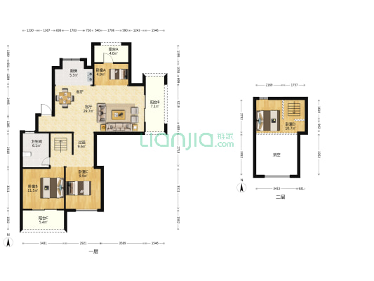 悦龙江 4室1厅1卫 125平方