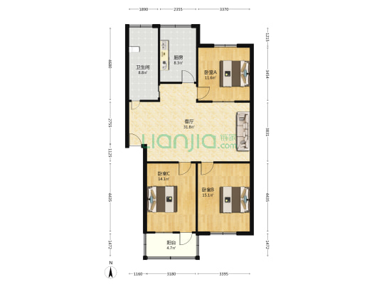 新沛东区 3室1厅1卫 109平方