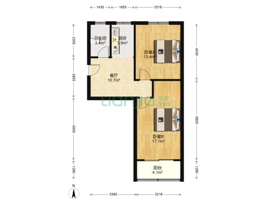 蠡溪路社区 2室1厅1卫 63平方