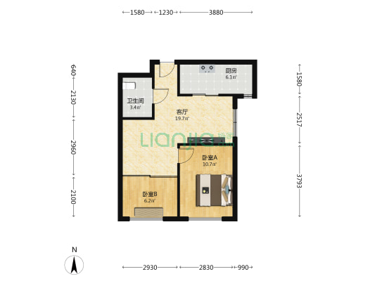 迎凤里七星印象 2室1厅1卫 70平方