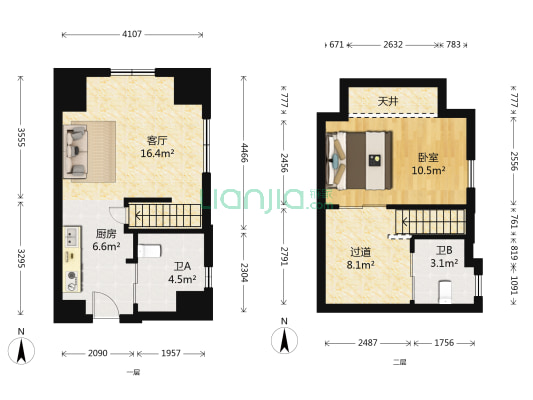 恒元悦庭 1室1厅2卫 43平方