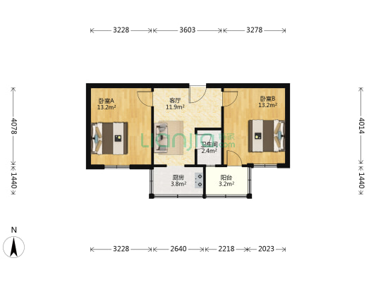 长沙市第二汽车修制厂宿舍 2室1厅1卫 52平方