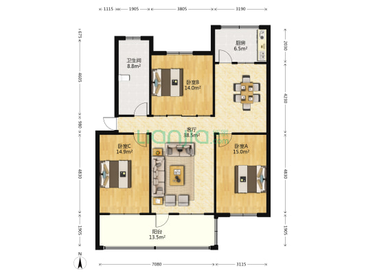 交通局家属院 3室1厅1卫 137平方