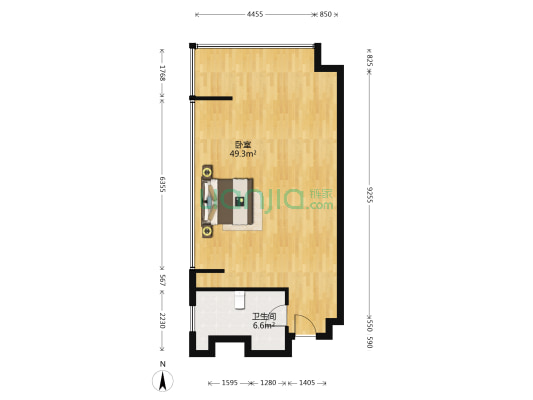 华海城市广场 1室0厅1卫 76平方
