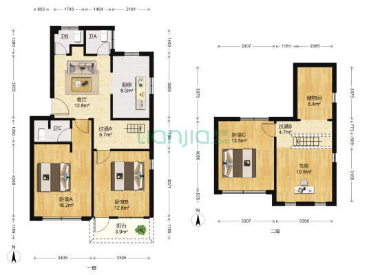 东塔路61弄4号 4室1厅3卫 84平方