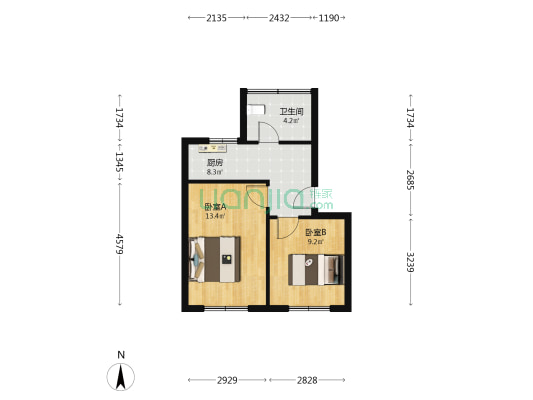 亲西广东独栋 2室0厅1卫 45平方