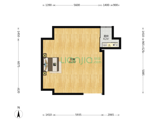 泰联大厦 1室0厅0卫 64平方