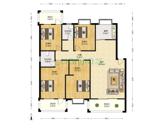 朱槿花园 4室1厅2卫 162平方
